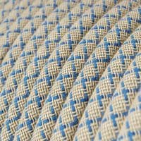 Blue and Beige Criss-Cross 3-Core Textile Cable