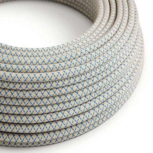 Blue and Beige Criss-Cross 3-Core Textile Cable