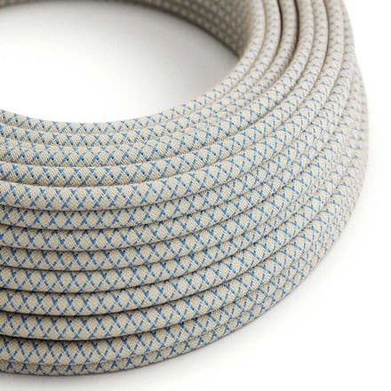 Blue and Beige Criss-Cross 3-Core Textile Cable