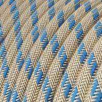 Blue and Beige Stripe 3-Core Textile Cable