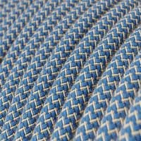 Blue and Beige ZigZag 3-Core Textile Cable
