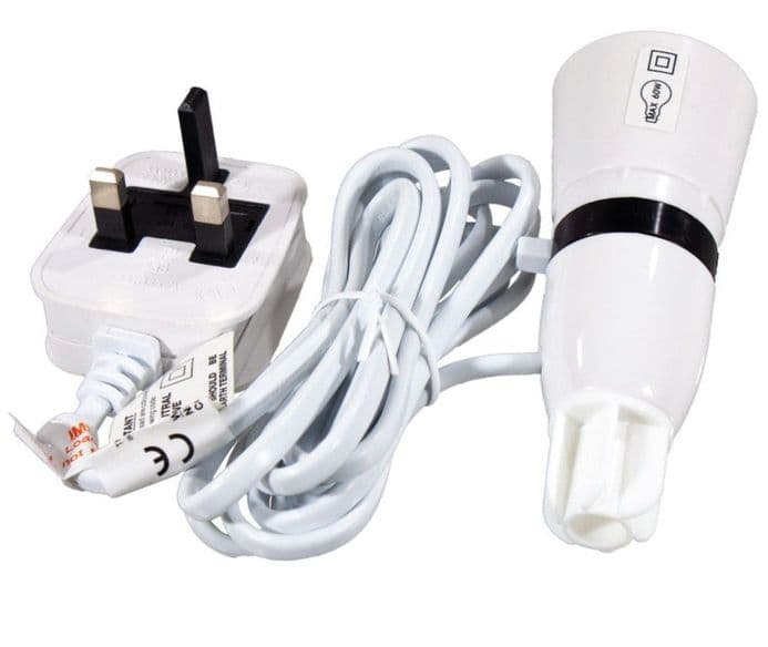 Bottle Adaptor with Plug, Switch and Cable B22 White