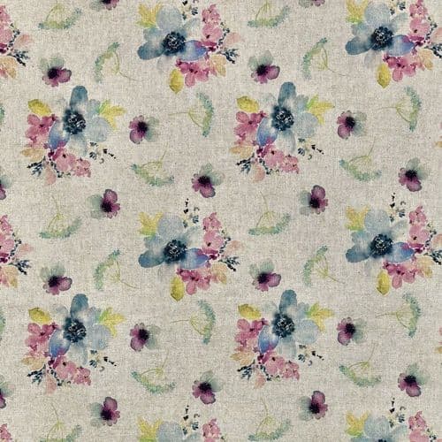 Chatham Printed Linen Look Fabric - Botanical Flowers Autumn