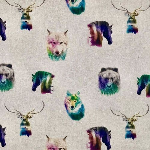Chatham Printed Linen Look Fabric - Nordic Animals