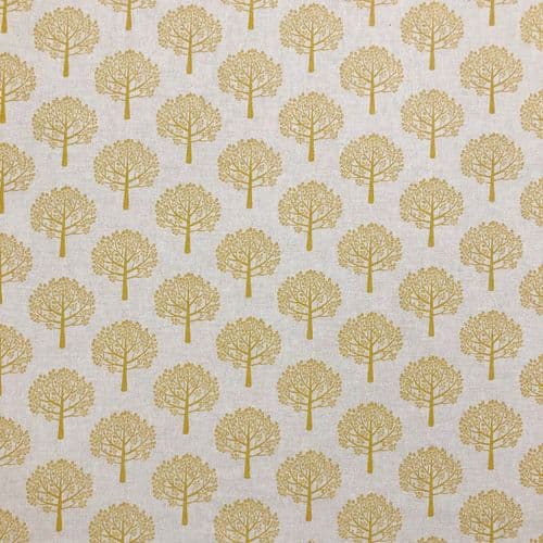 Chatham Printed Linen Look Fabric - Ochre Mulberry Trees