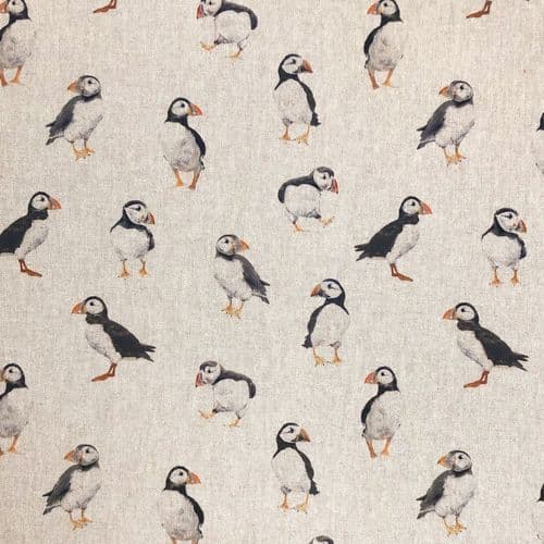 Chatham Printed Linen Look Fabric - Puffins
