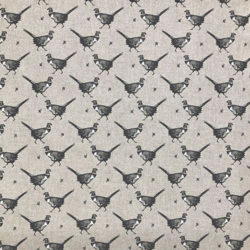 Chatham Printed Linen Look Fabric - Vintage Pheasants