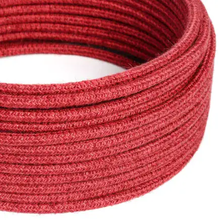 Cherry Red Jute 3-Core Textile Cable