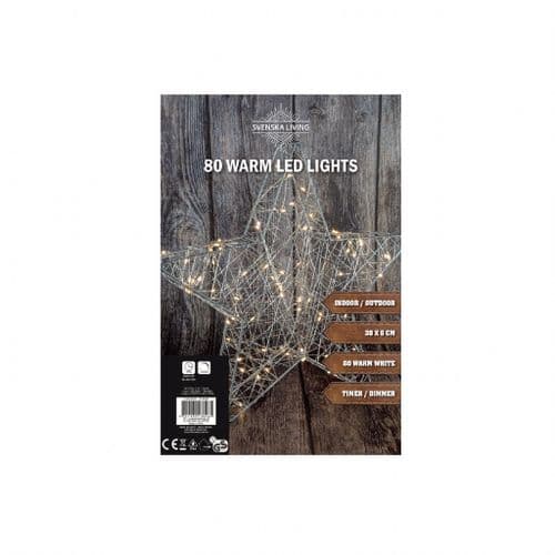 Christmas Star 80LED With Timer - 38cm (Silver)