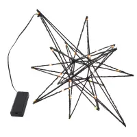 36cm Black Christmas Star Decoration 40 LEDs + Timer - Black