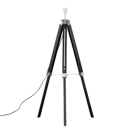 Clipper Black Wooden Floor Lamp With Chrome (Base Only)
