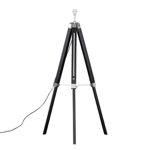 Clipper Black Wooden Floor Lamp With Chrome (Base Only) ID: 5713