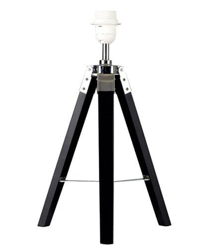 Clipper Black Wooden Table Lamp With Chrome (Base Only)
