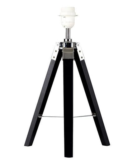 Clipper Black Wooden Table Lamp With Chrome (Base Only)