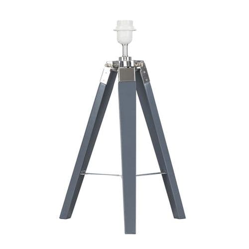 Clipper Grey Wooden Table Lamp With Chrome (Base Only)