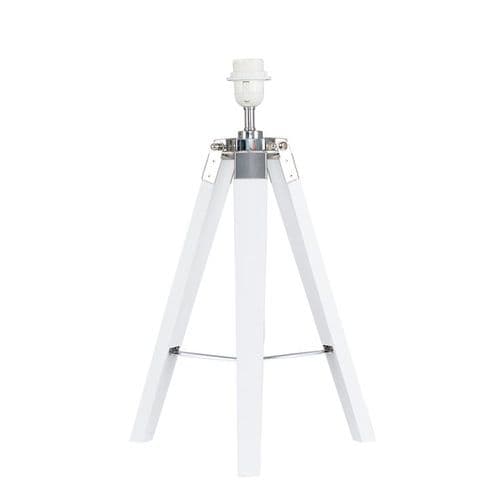 Clipper White Wooden Table Lamp With Chrome (Base Only)