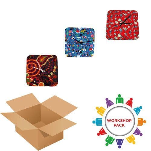 Clock 30cm - Square - Workshop pack 30 Units