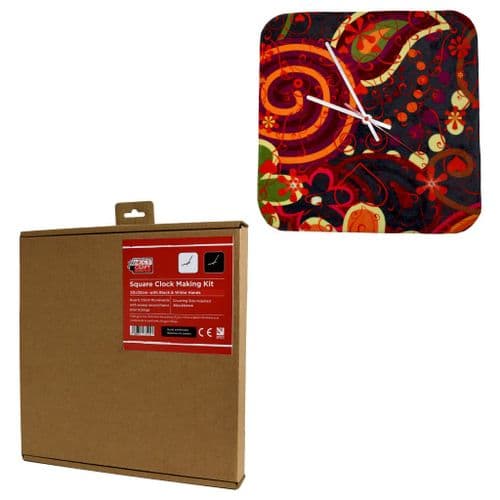 Clock Making Kit - Square - 30cm with Black & White Hands