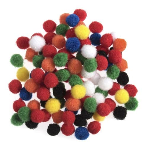 Colourfully Assorted Pom Poms  - 100 pcs