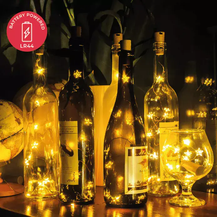 Cork Bottle Star Lights - Battery Powered - 10 LED 100cm - White | Dannells