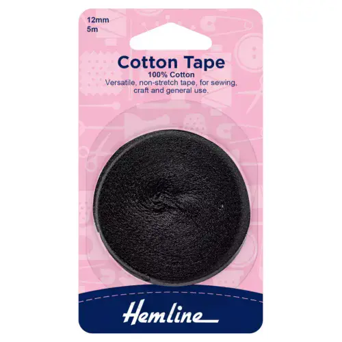 Cotton Binding Tape 12mm - Black ID: H541.12