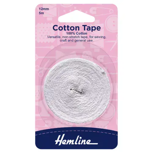 Cotton Binding Tape 12mm - White ID: H540.12