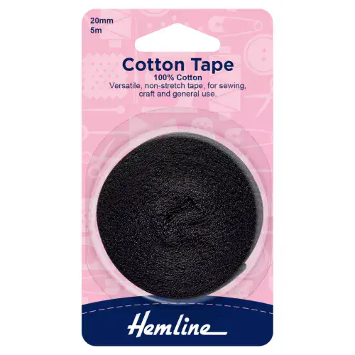 Cotton Binding Tape 20mm - Black ID: H541.20