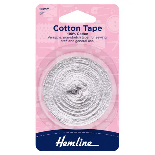 Cotton Binding Tape 20mm - White ID: H540.20