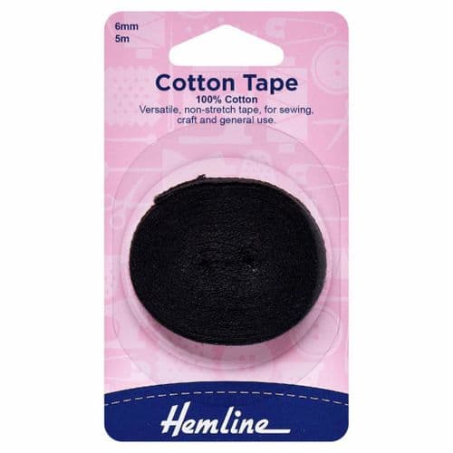 Cotton Binding Tape 6mm - Black ID: H541.6