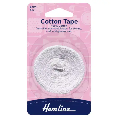 Cotton Binding Tape 6mm - White
