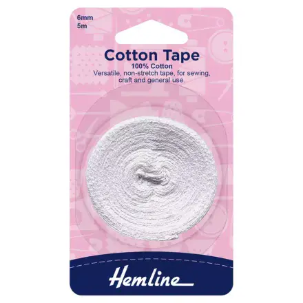 Cotton Binding Tape 6mm - White