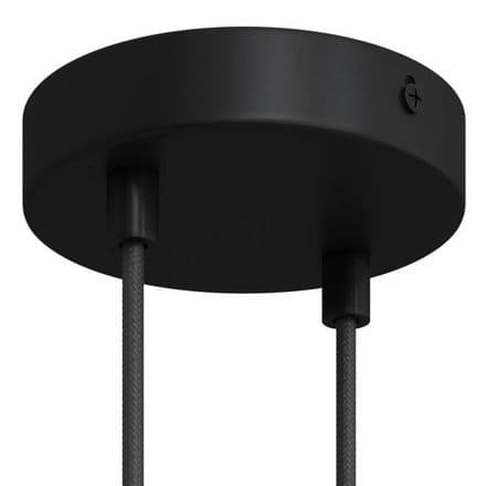 Cylindrical Metal 2-hole Ceiling Rose Kit - Black