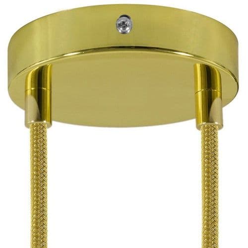 Cylindrical Metal 2-hole Ceiling Rose Kit - Brass