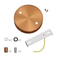 Cylindrical Metal 2-hole Ceiling Rose Kit - Brushed Copper
