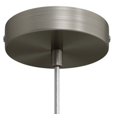 Cylindrical Metal Ceiling Rose Kit - Brushed Titanium