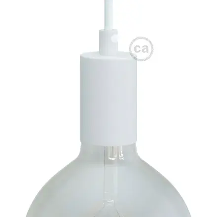 Cylindrical Metal E27 Lamp Holder Kit - Matt White