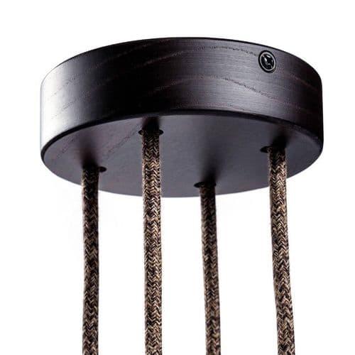 Cylindrical Wooden 4-hole Ceiling Rose Kit - Dark Wood