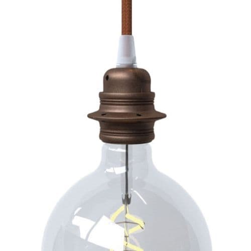 E27 Metal Lamp Holder Kit With Double Ring Nut For Lampshades - Rust