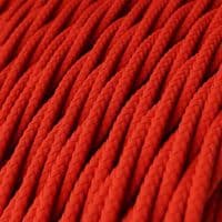 Fire Red Cotton Twisted Textile Cable Assembly with Lamp Holder, Plug & Switch