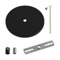 Flush-Mounted Ceiling Rose with 1 Central Hole - Matt Black Finish