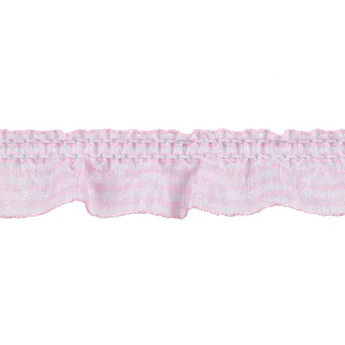 Frilled Gingham Trim - 12.5m x 25mm - Light Pink