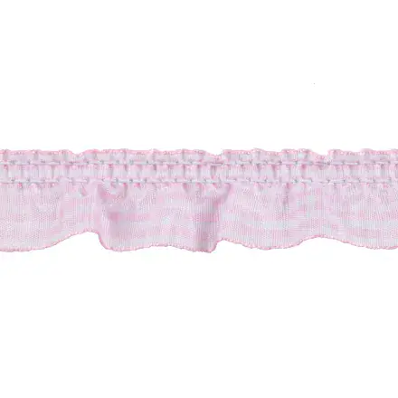 Frilled Gingham Trim - 12.5m x 25mm - Light Pink