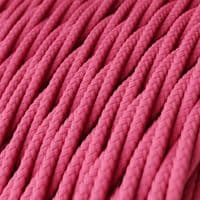 Fuchsia Rayon Twisted Textile Cable Assembly with Lamp Holder, Plug & Switch