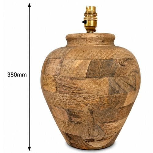 Ginger Jar Table Lamp - Mango Wood - Large - 380mm High
