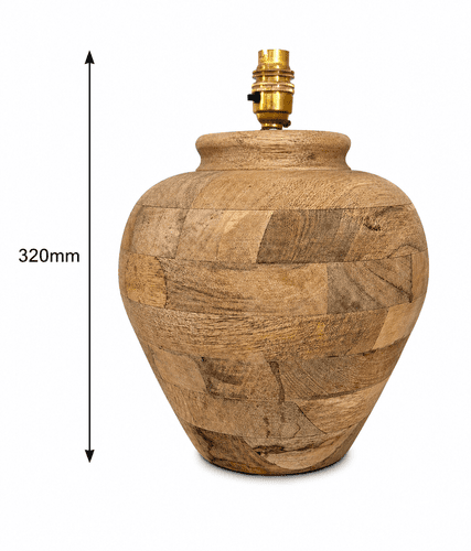 Ginger Jar Table Lamp - Mango Wood - Medium - 320mm High