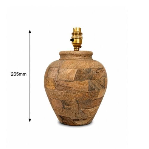 Ginger Jar Table Lamp - Mango Wood - Small - 265mm High