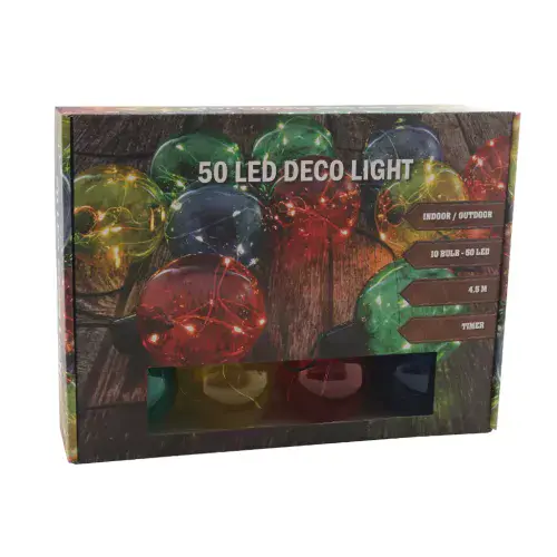 Globe Bulb Battery Operated Multi-Colour 50 LED Party Lights - 4.5m - Timer