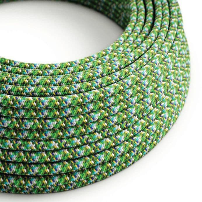 Glossy Green Pixel Palette 3-Core Textile Cable