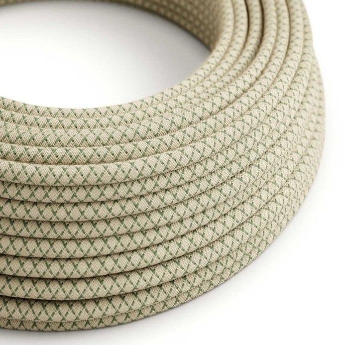 Green and Beige Criss-Cross 3-Core Textile Cable