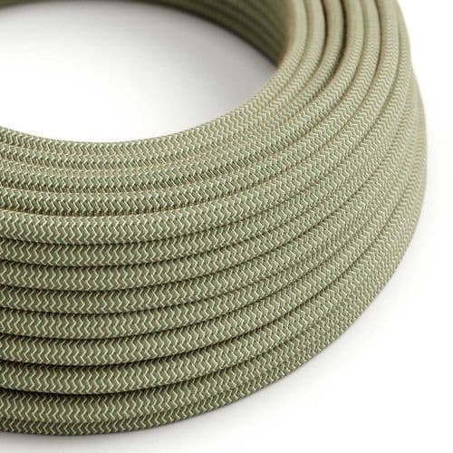 Green and Beige ZigZag 3-Core Textile Cable